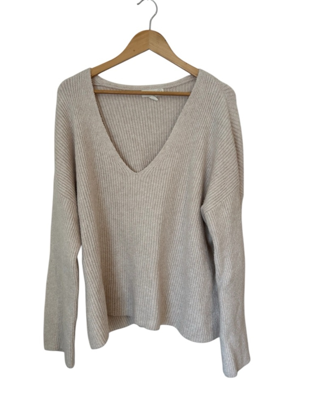 Treasure & Bond Ribbed V-Neck Sweater - Cream